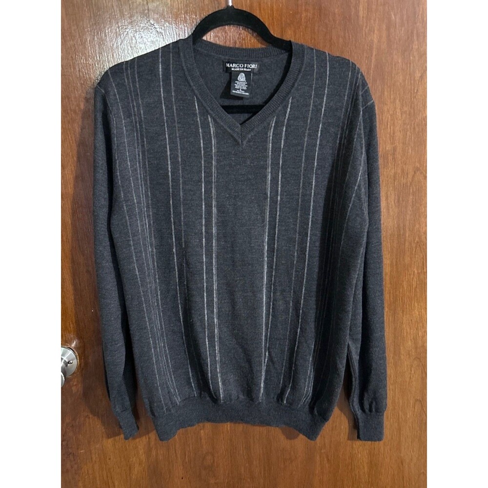 Marco Fiori Men's sz L V Neck Made in Italy 100% Merino Wool